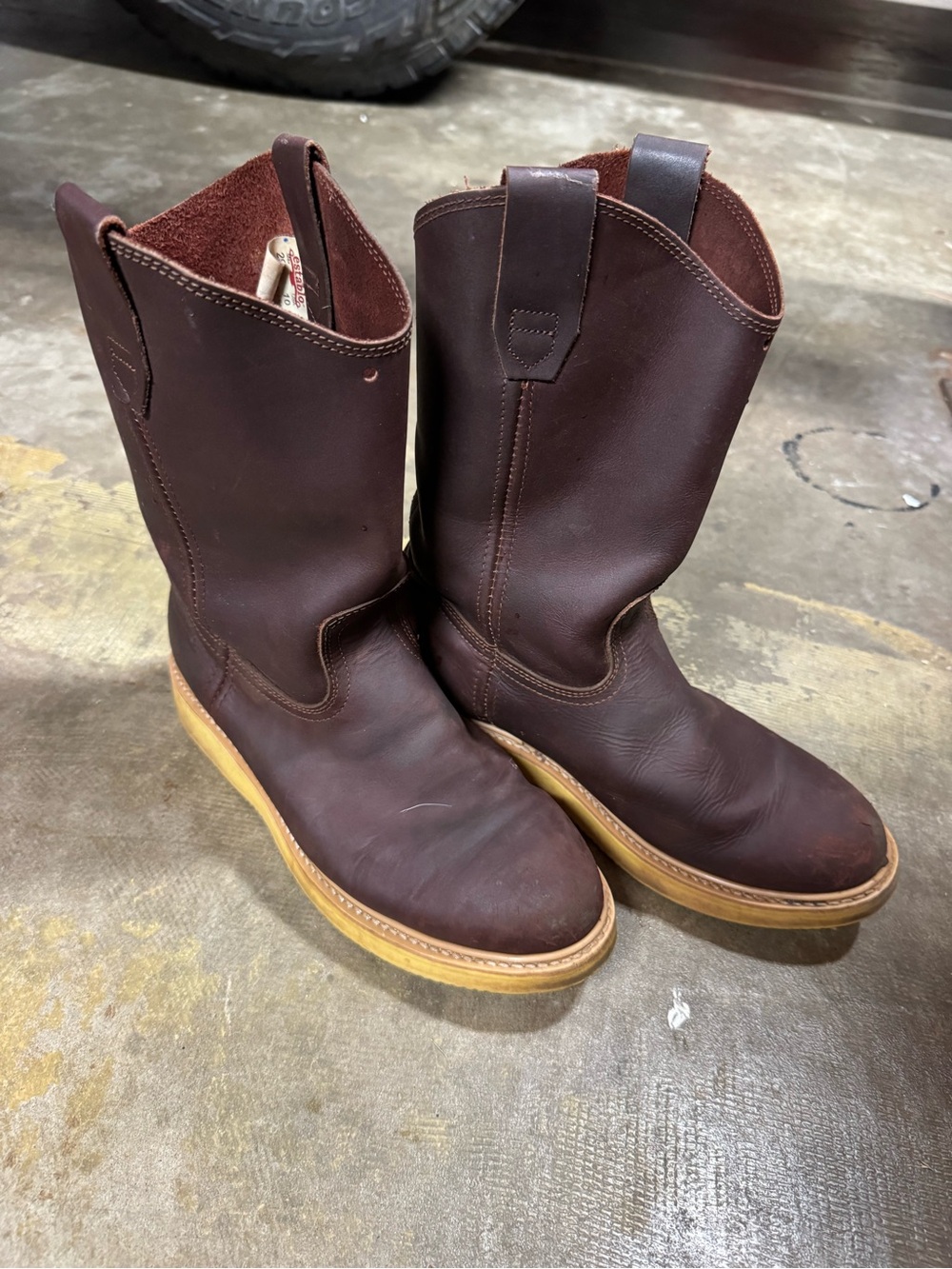Establo Men's Size 10 Brown Leather Pull-On Work Boots